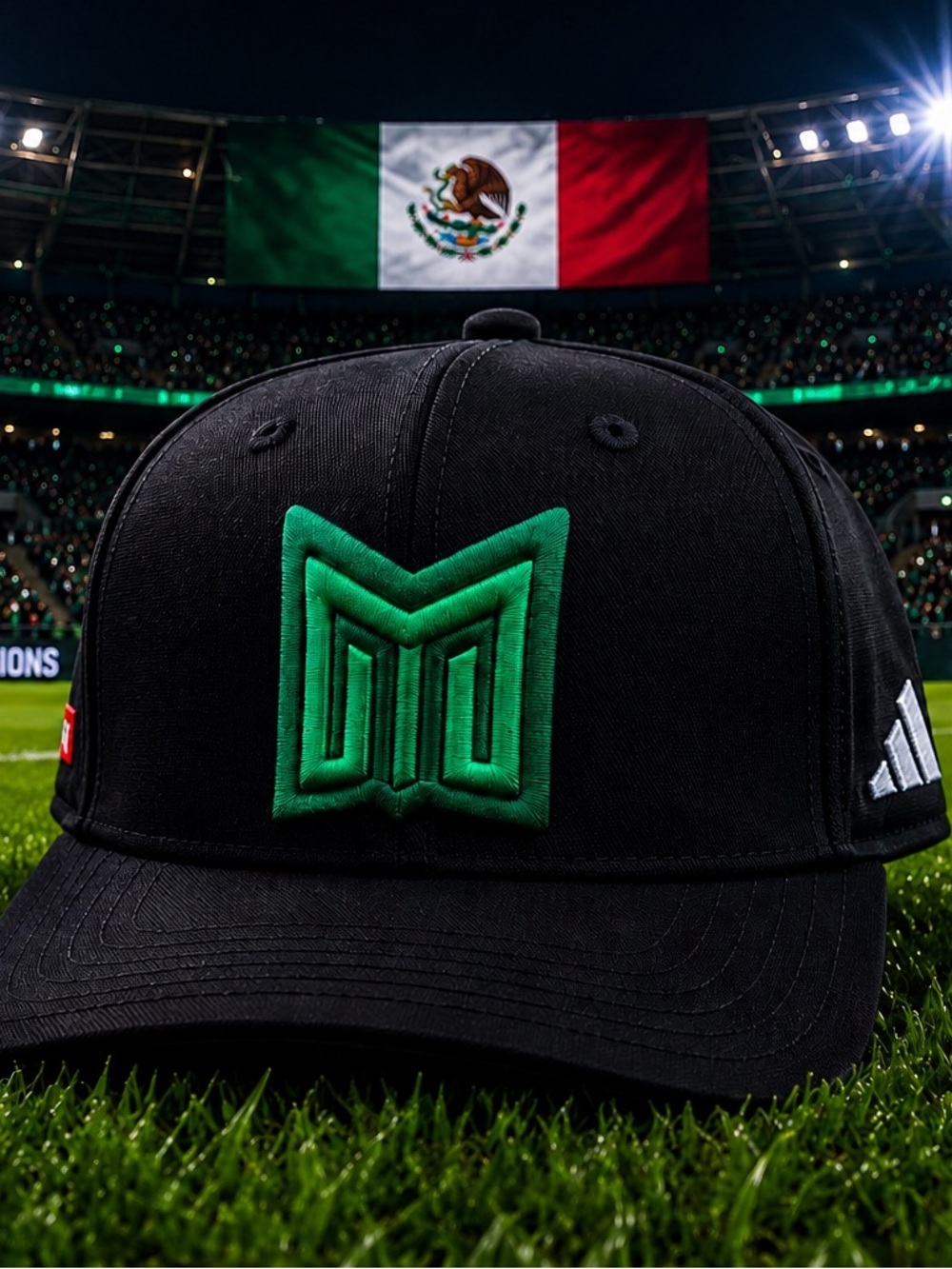 Black Baseball Cap with Green Logo - Men's Accessories